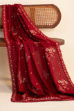 Neeshay Fall Pret Embroidered Karandi Stitched 3Pc Suit - Crimson