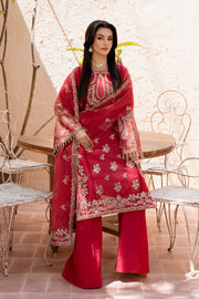 Zarposh Elara Embroidered Organza Unstitched 3Pc Suit - Gulab