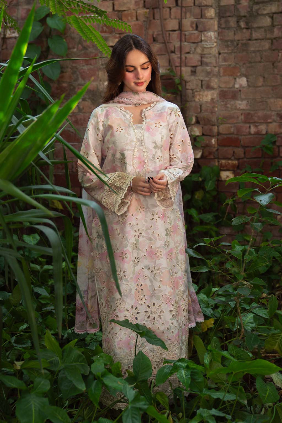 Neeshay Summer Lines Printkari Embroidered Lawn Unstitched 3Pc Suit - WHIMSY