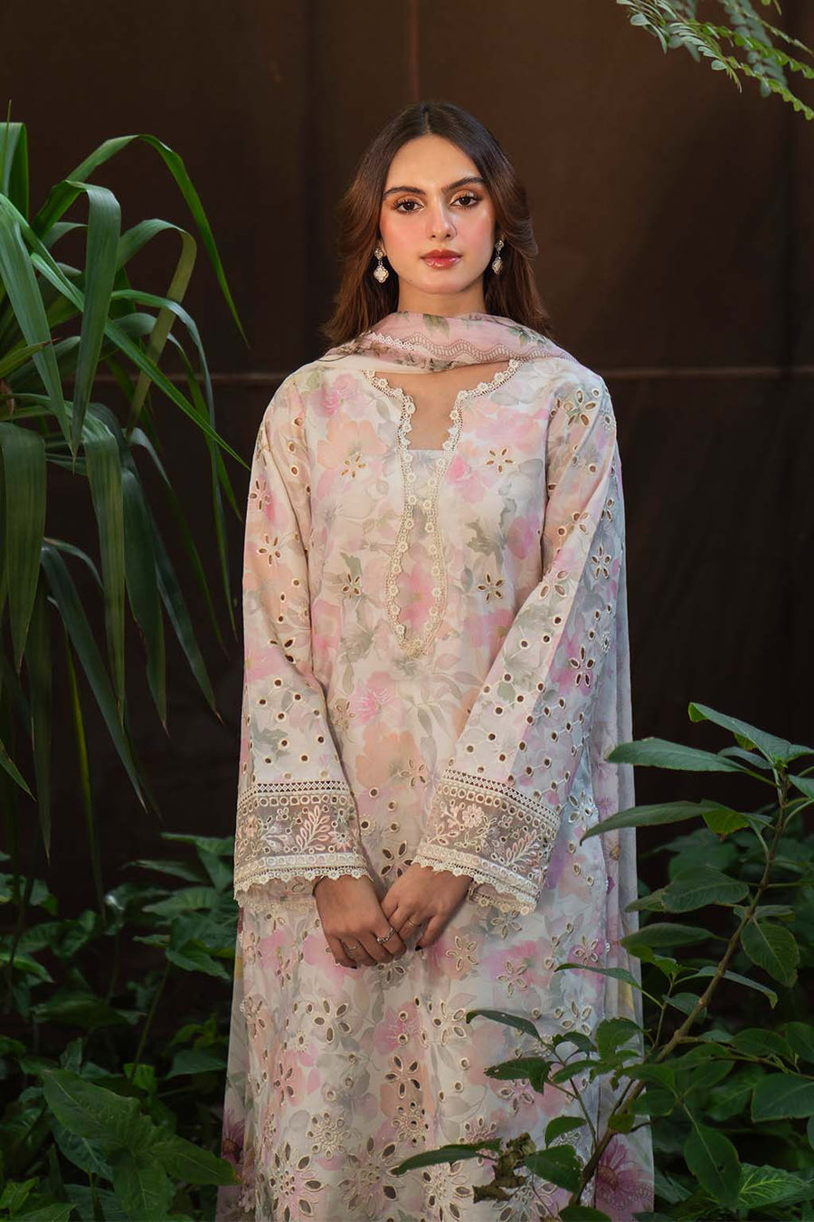 Neeshay Summer Lines Printkari Embroidered Lawn Unstitched 3Pc Suit - WHIMSY