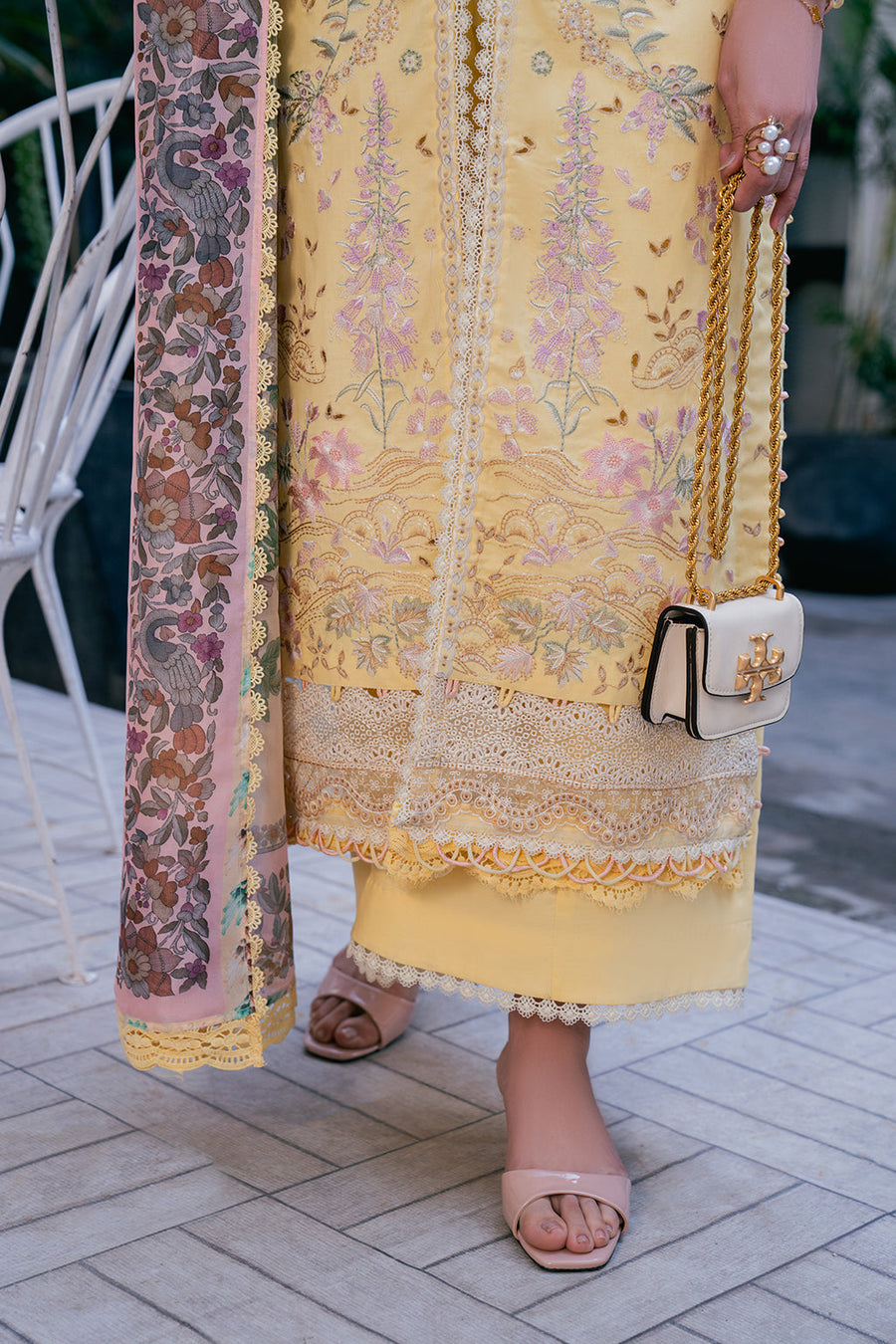 Neeshay Symphony Embroidered Lawn Unstitched 3Pc Suit - SUNBEAM