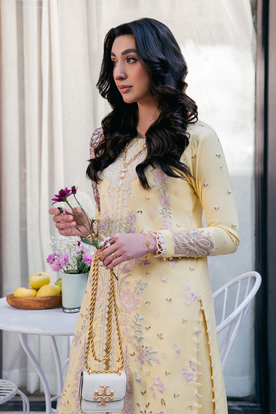 Neeshay Symphony Embroidered Lawn Unstitched 3Pc Suit - SUNBEAM