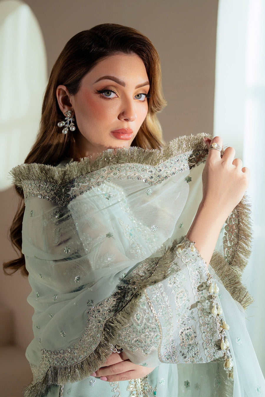 Alizeh Aymal Embroidered Chiffon Unstitched 3Pc Suit AF-BHM-4044-Orla