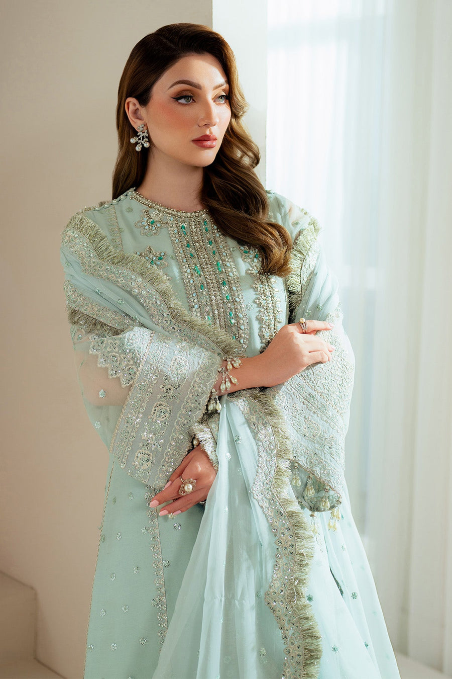 Alizeh Aymal Embroidered Chiffon Unstitched 3Pc Suit AF-BHM-4044-Orla