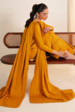 Neeshay Fall Pret Embroidered Karandi Stitched 3Pc Suit - Golden Hour