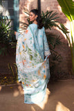 Neeshay Summer Lines Printkari Embroidered Lawn Unstitched 3Pc Suit - SKY-WAVE