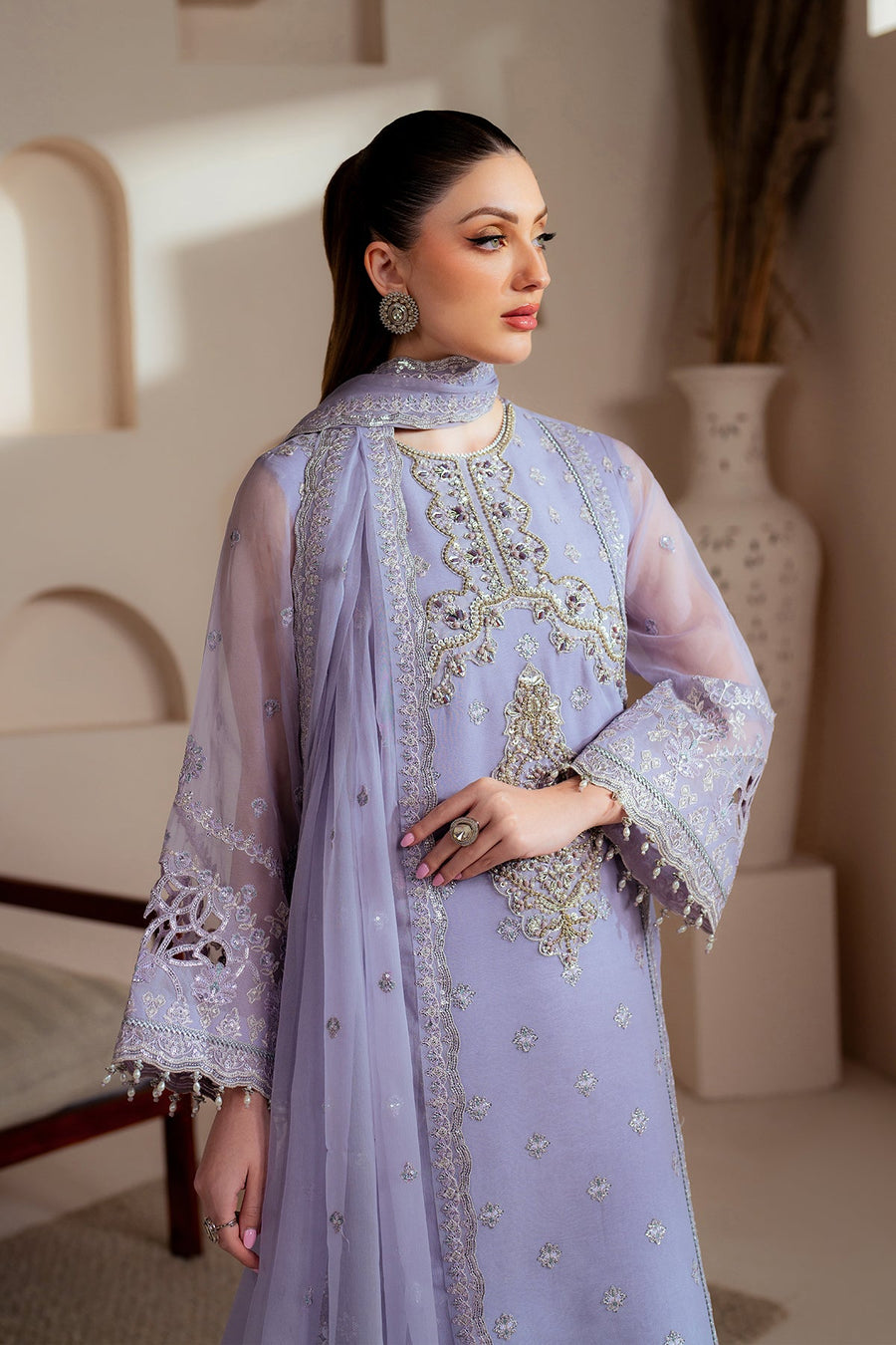 Alizeh Aymal Embroidered Chiffon Unstitched 3Pc Suit AF-BHM-4041-Marine