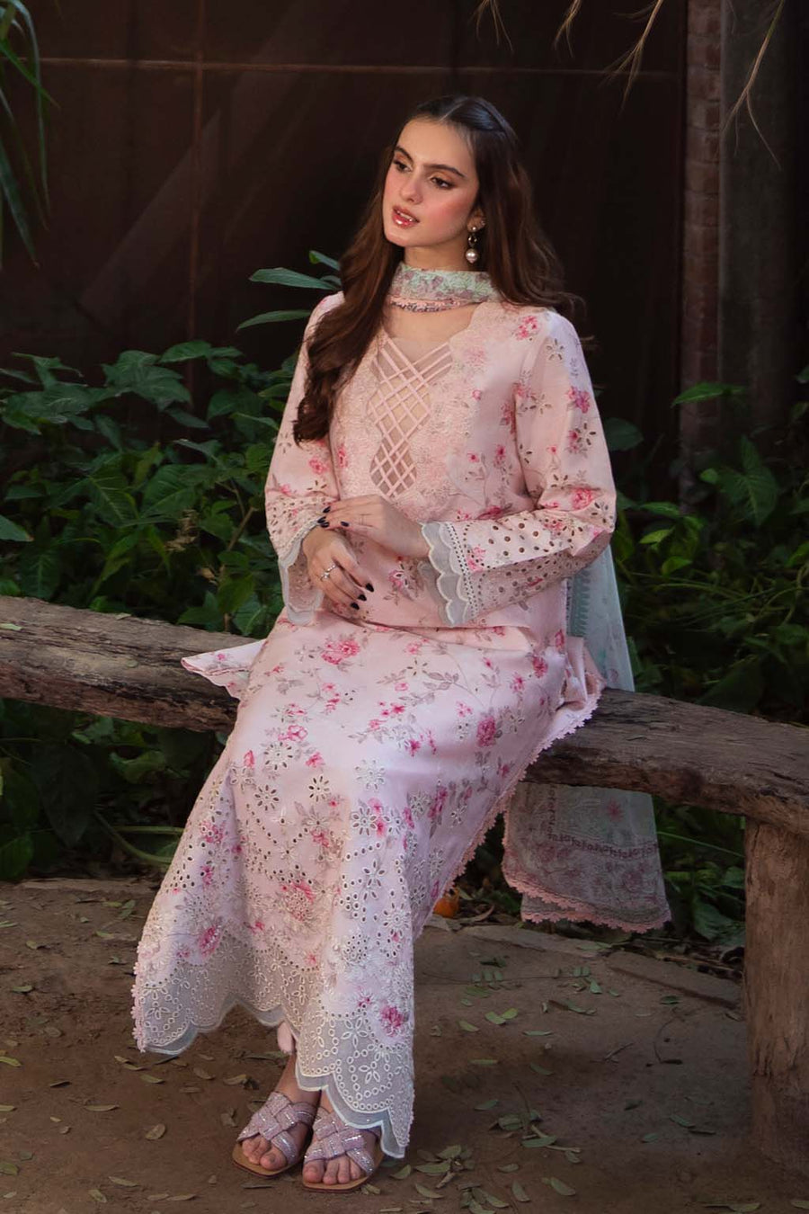 Neeshay Summer Lines Printkari Embroidered Lawn Unstitched 3Pc Suit - PECHE