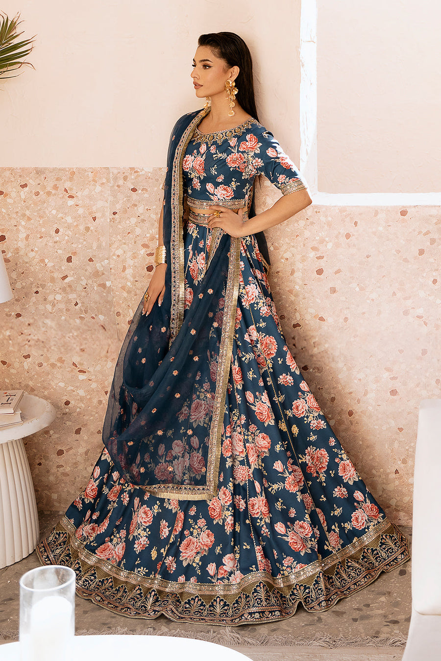Zarposh Elara Embroidered Organza Unstitched 3Pc Suit - Charmeuse
