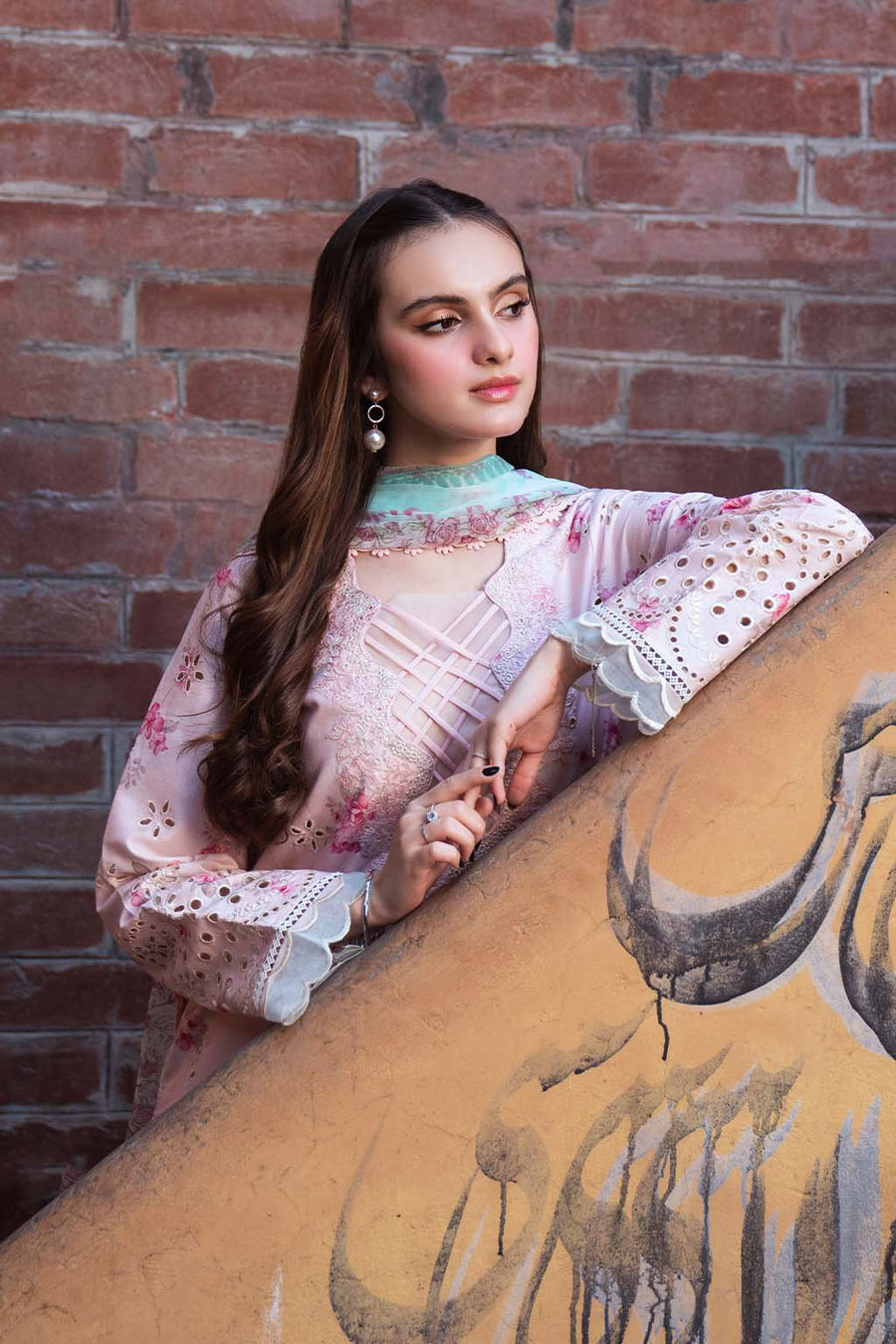Neeshay Summer Lines Printkari Embroidered Lawn Unstitched 3Pc Suit - PECHE