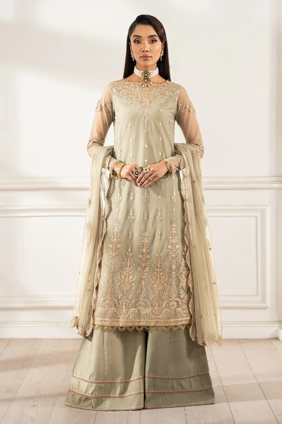 Zarif Heer Sequins Embroidered Net Unstitched 3Pc Suit Z-01 LEILA