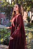 Neeshay Summer Lines Printkari Embroidered Lawn Unstitched 3Pc Suit - GARNET