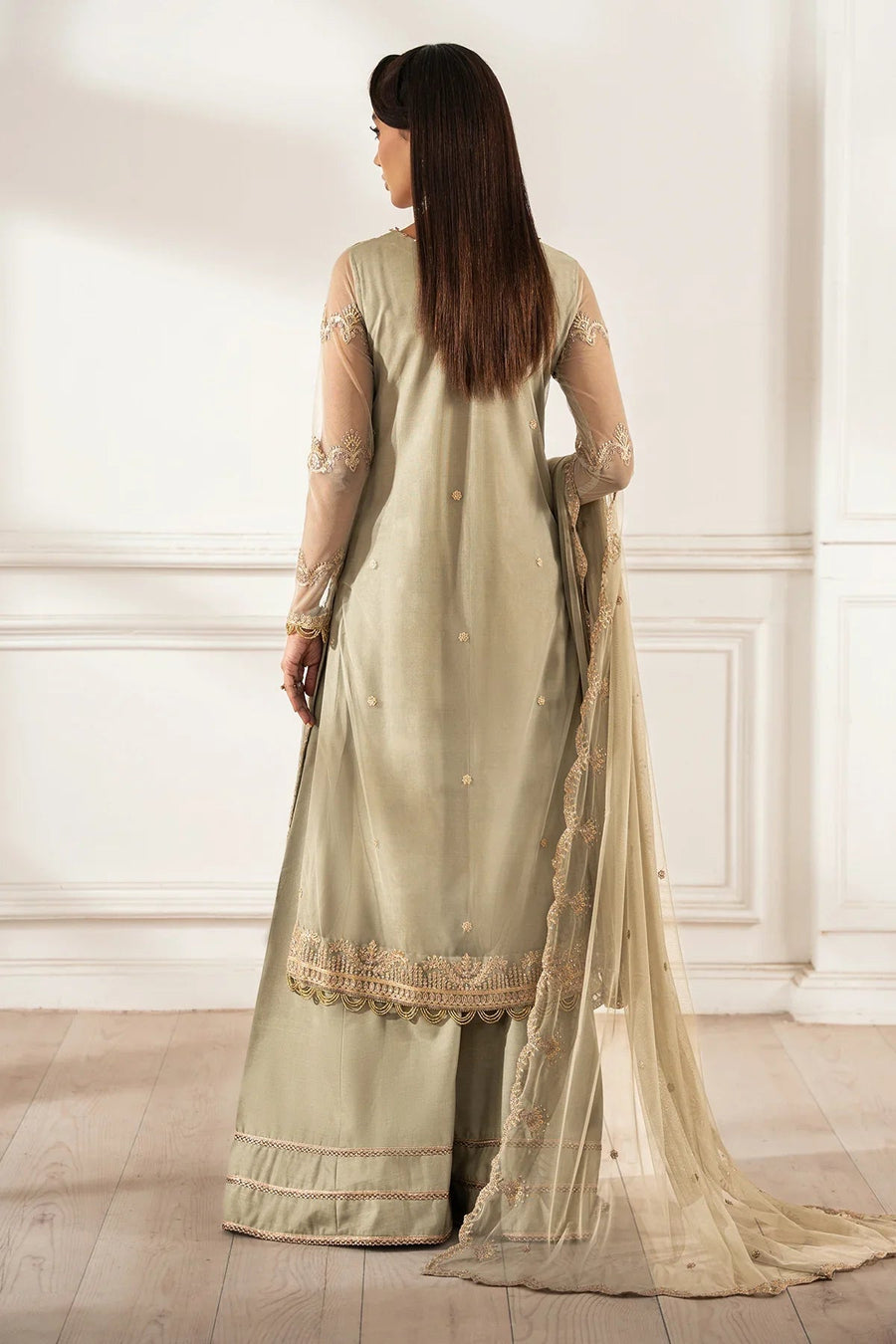 Zarif Heer Sequins Embroidered Net Unstitched 3Pc Suit Z-01 LEILA