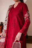 Neeshay Symphony Embroidered Lawn Unstitched 3Pc Suit - SCARLET