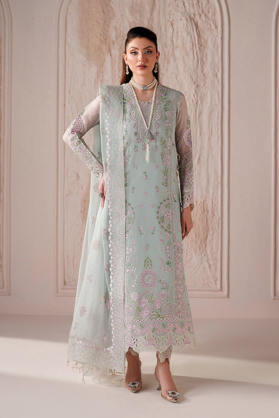 Threads by Alizeh Embroidered Chiffon Unstitched 3Pc Suit AF-BDHG-5040-Nayla