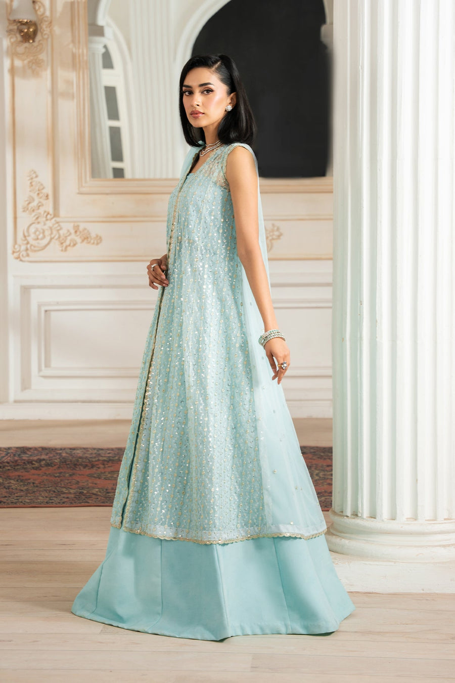 Zarif Nafees Sequins Embroidered Net Unstitched 3Pc Suit ZNAF - 04 KEREM