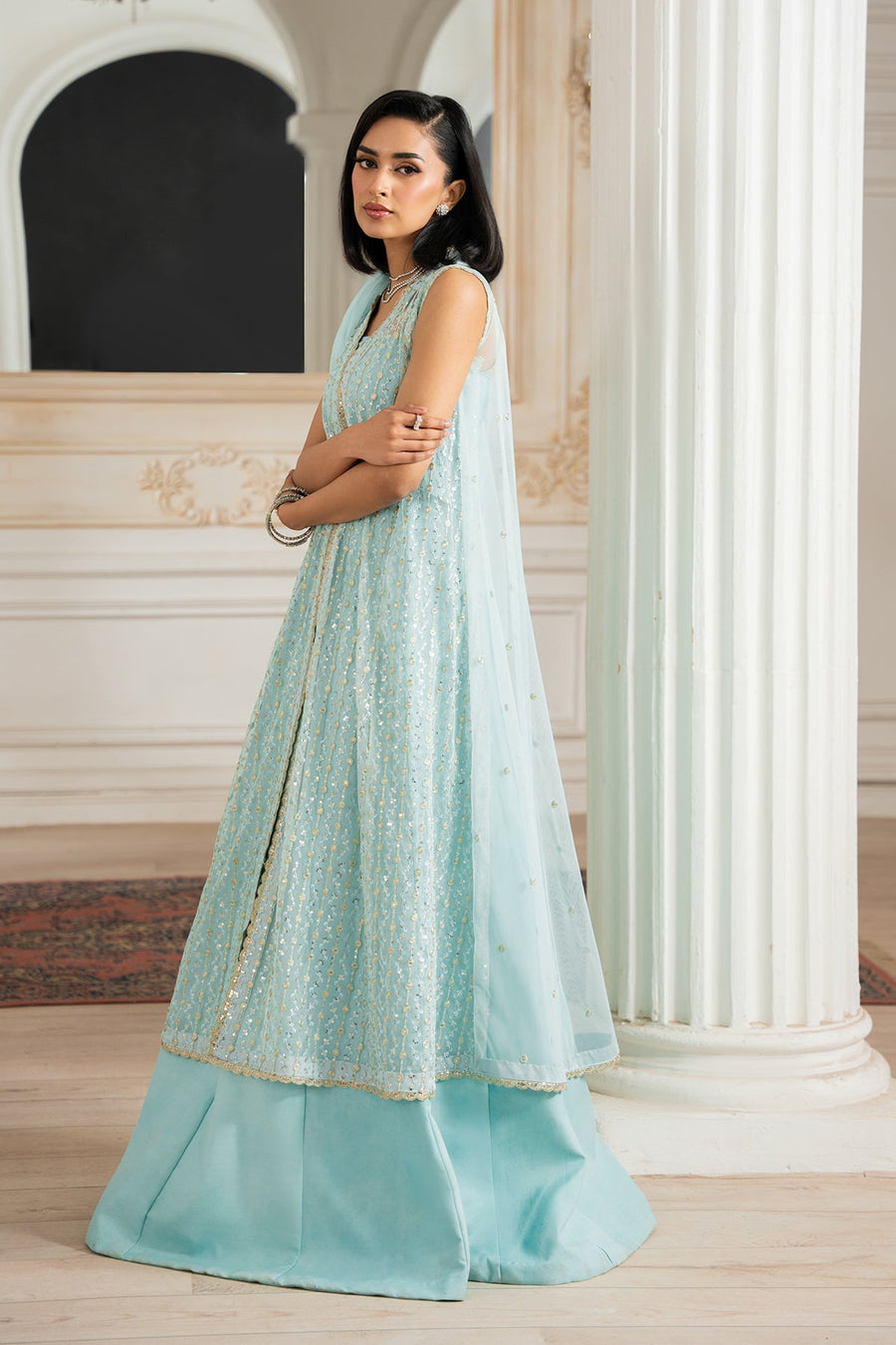 Zarif Nafees Sequins Embroidered Net Unstitched 3Pc Suit ZNAF - 04 KEREM