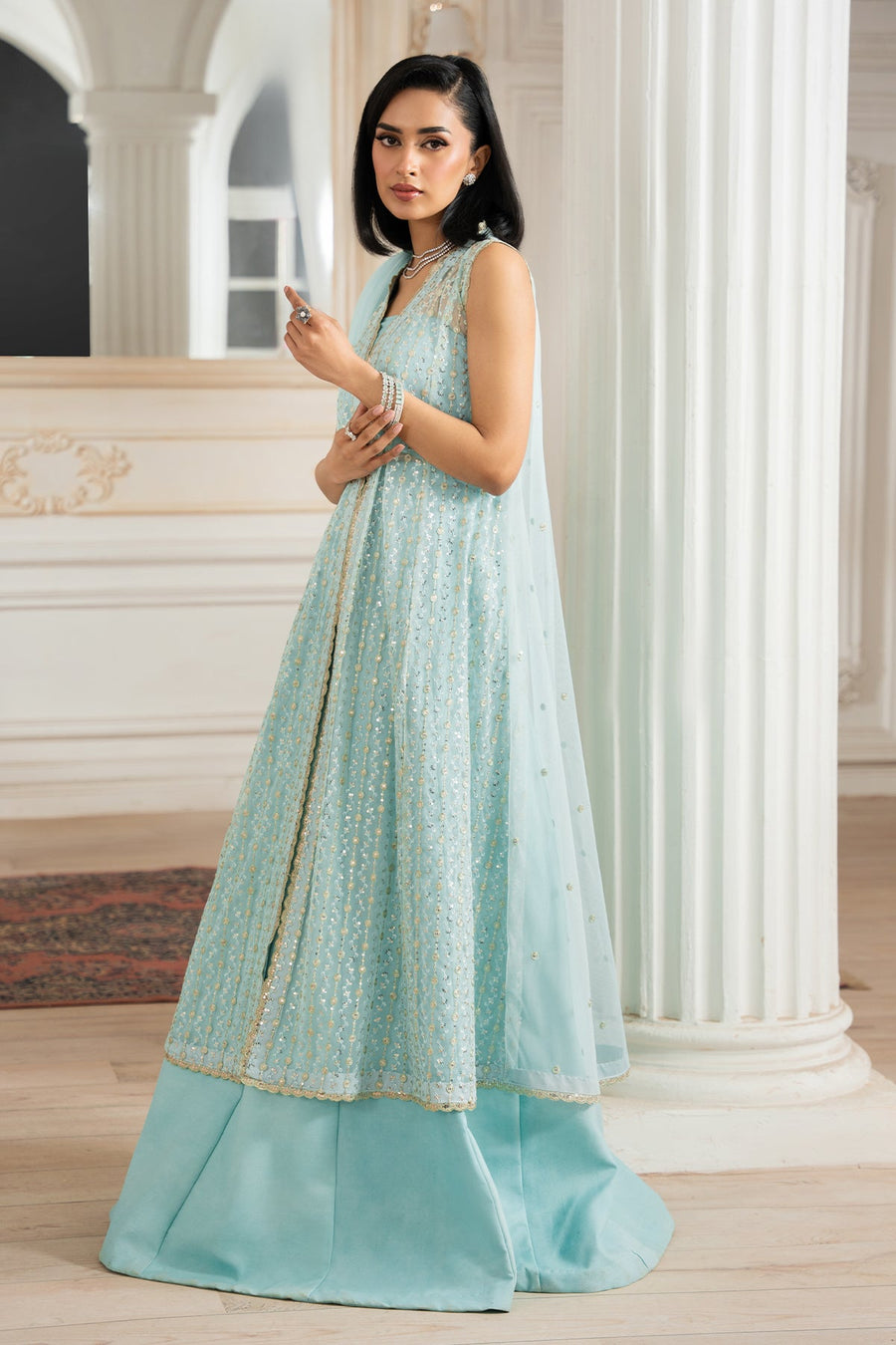 Zarif Nafees Sequins Embroidered Net Unstitched 3Pc Suit ZNAF - 04 KEREM