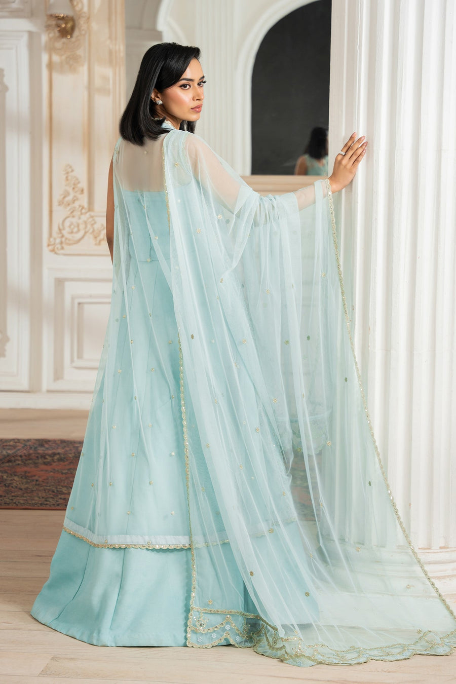 Zarif Nafees Sequins Embroidered Net Unstitched 3Pc Suit ZNAF - 04 KEREM