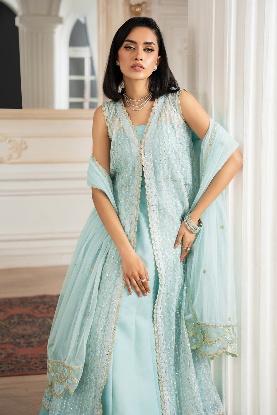 Zarif Nafees Sequins Embroidered Net Unstitched 3Pc Suit ZNAF - 04 KEREM