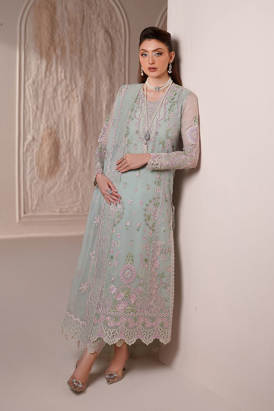Threads by Alizeh Embroidered Chiffon Unstitched 3Pc Suit AF-BDHG-5040-Nayla