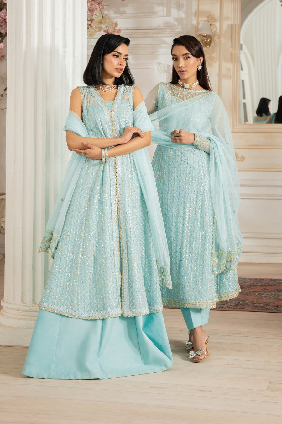 Zarif Nafees Sequins Embroidered Net Unstitched 3Pc Suit ZNAF - 04 KEREM