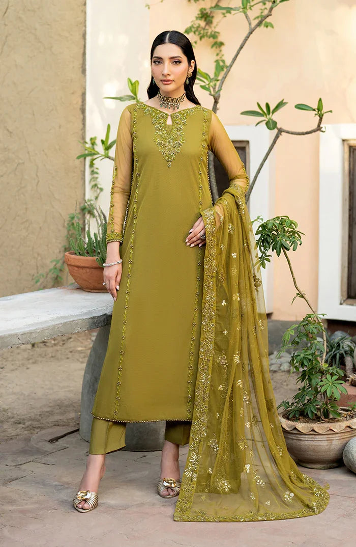 Zarif Arzu Embroidered Chiffon Unstitched 3Pc Suit UNST-HW-06 JEAN