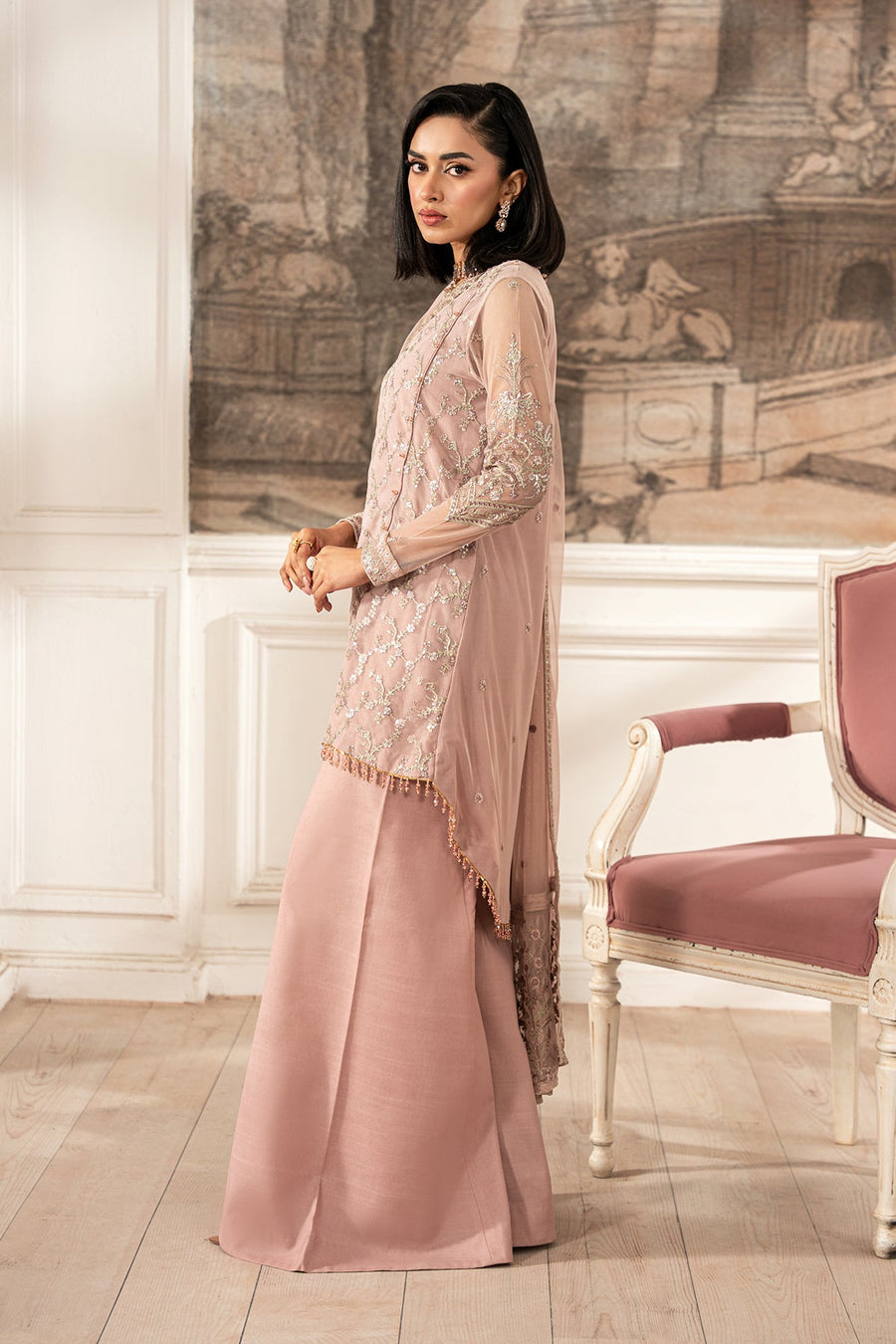 Zarif Formals Sequins Embroidered Net Unstitched 3Pc Suit ZFE-03 VIVIAN