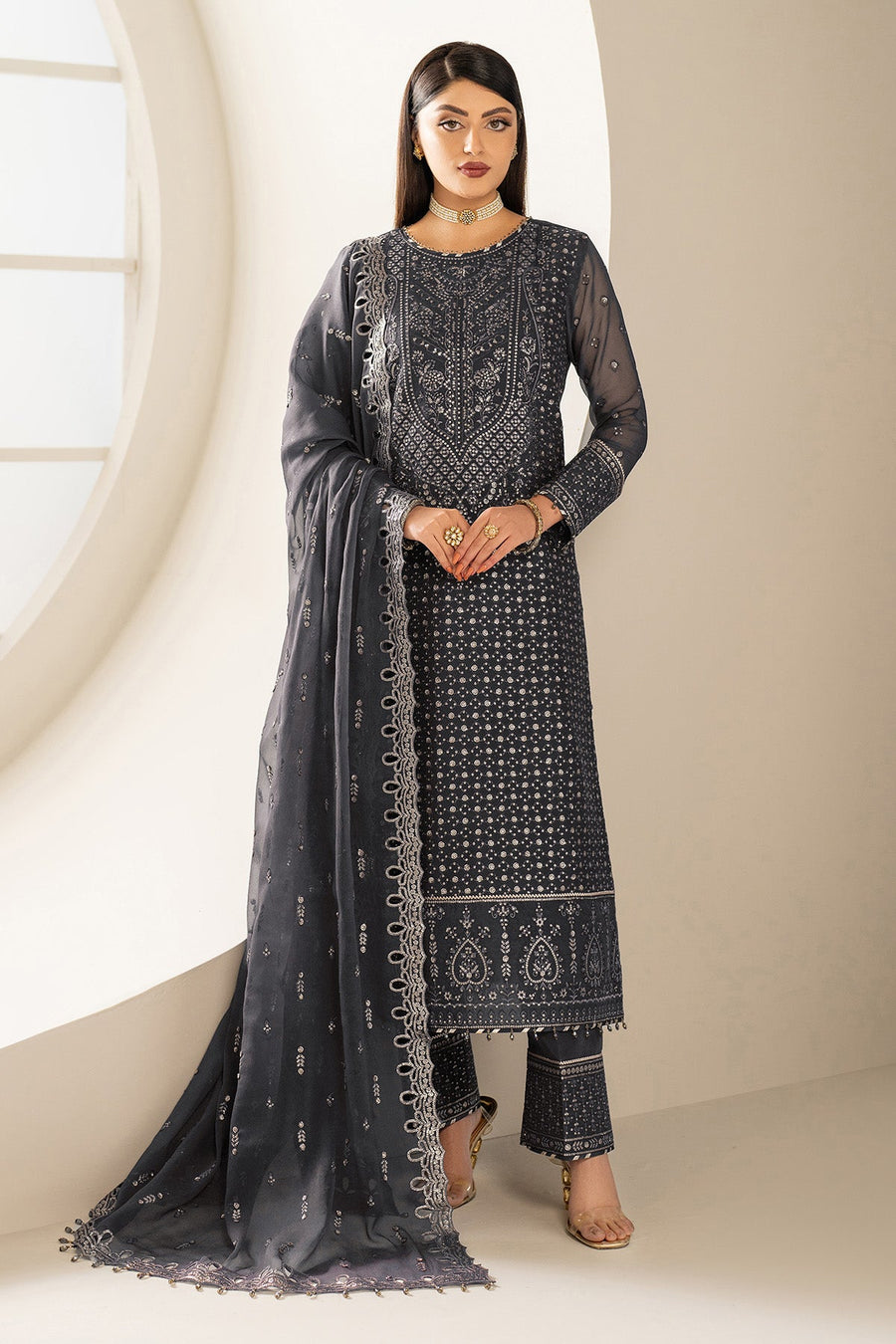 Alizeh Formals Embroidered Chiffon Unstitched 3Pc Suit AF-CH-2188-Akoya