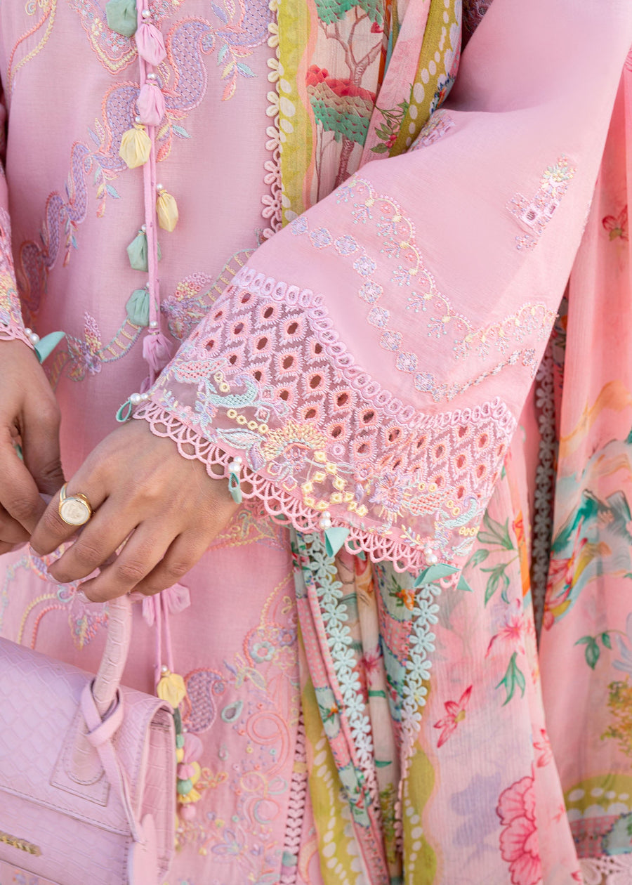 Kanwal Malik Mira Summer Lawn Unstitched Embroidered 3Pc Suit - Rosee