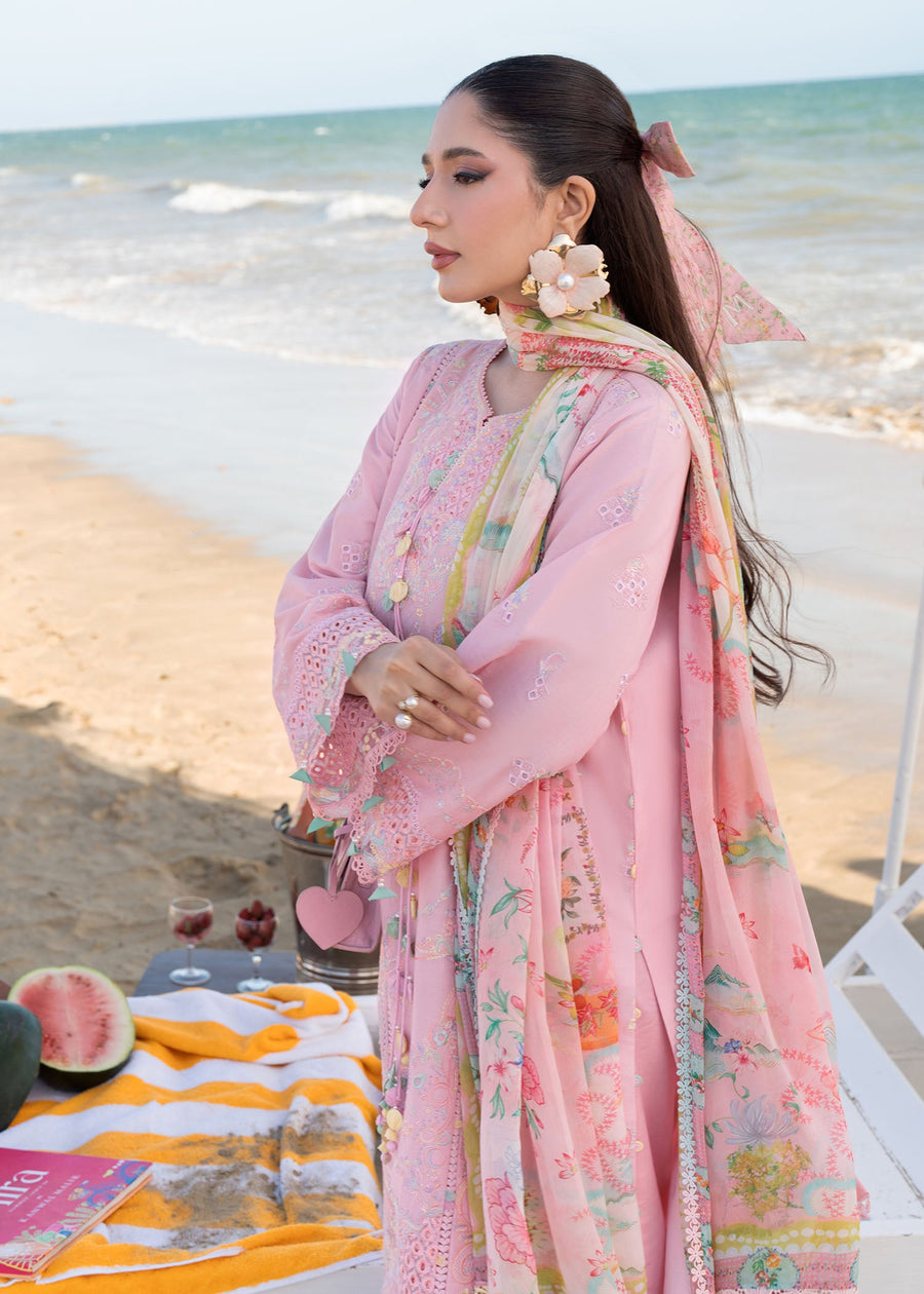 Kanwal Malik Mira Summer Lawn Unstitched Embroidered 3Pc Suit - Rosee
