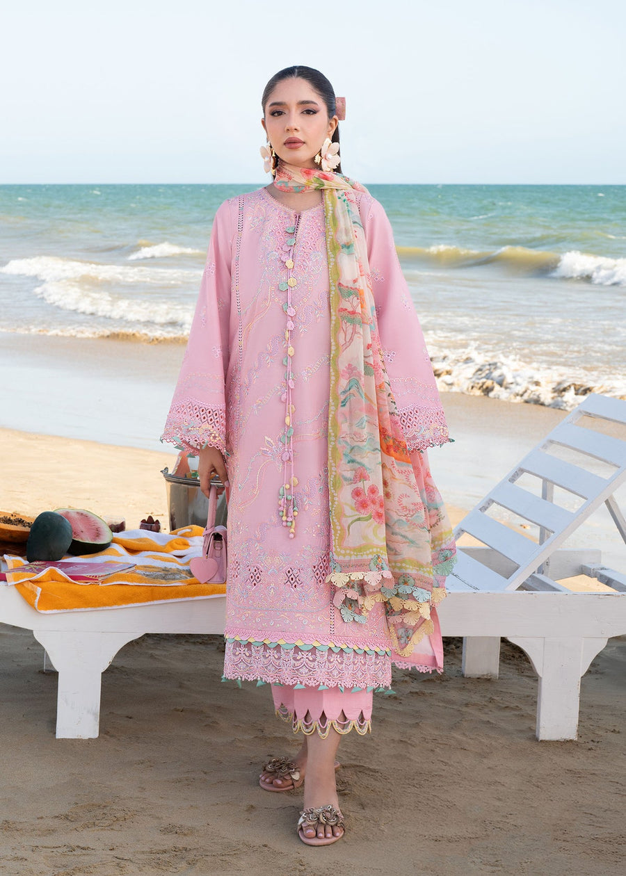 Kanwal Malik Mira Summer Lawn Unstitched Embroidered 3Pc Suit - Rosee