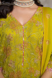 Hemstitch Embroidered Luxury Chiffon Unstitched 3Pc Suit - Parrot Green