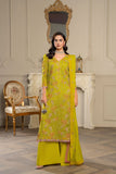 Hemstitch Embroidered Luxury Chiffon Unstitched 3Pc Suit - Parrot Green