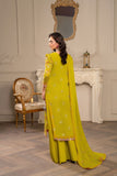 Hemstitch Embroidered Luxury Chiffon Unstitched 3Pc Suit - Parrot Green