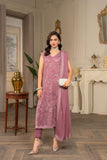 Hemstitch Embroidered Luxury Chiffon Unstitched 3Pc Suit - Zaira