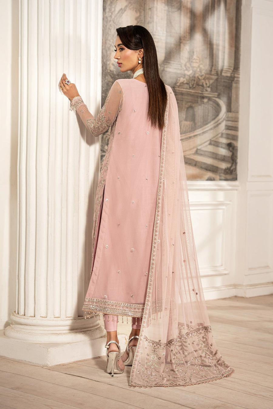 Zarif Formals Sequins Embroidered Net Unstitched 3Pc Suit ZFE-03 VIVIAN