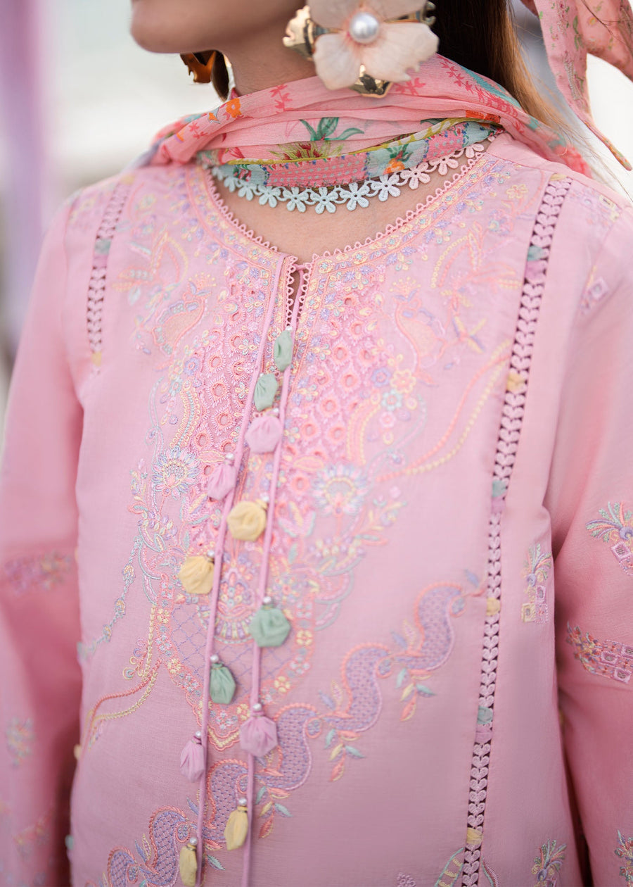 Kanwal Malik Mira Summer Lawn Unstitched Embroidered 3Pc Suit - Rosee