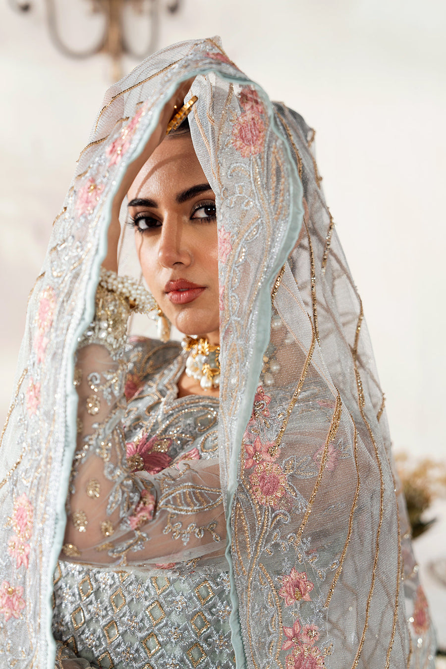 Nazneen by Avyana Embroidered Net Unstitched 4Pc Suit - Amerah