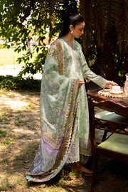 Neeshay Summer Lines Printkari Lawn Unstitched 3Pc Suit - SAGE BRUSH