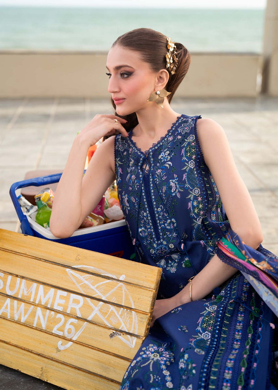 Kanwal Malik Mira Summer Lawn Unstitched Embroidered 3Pc Suit - Solene