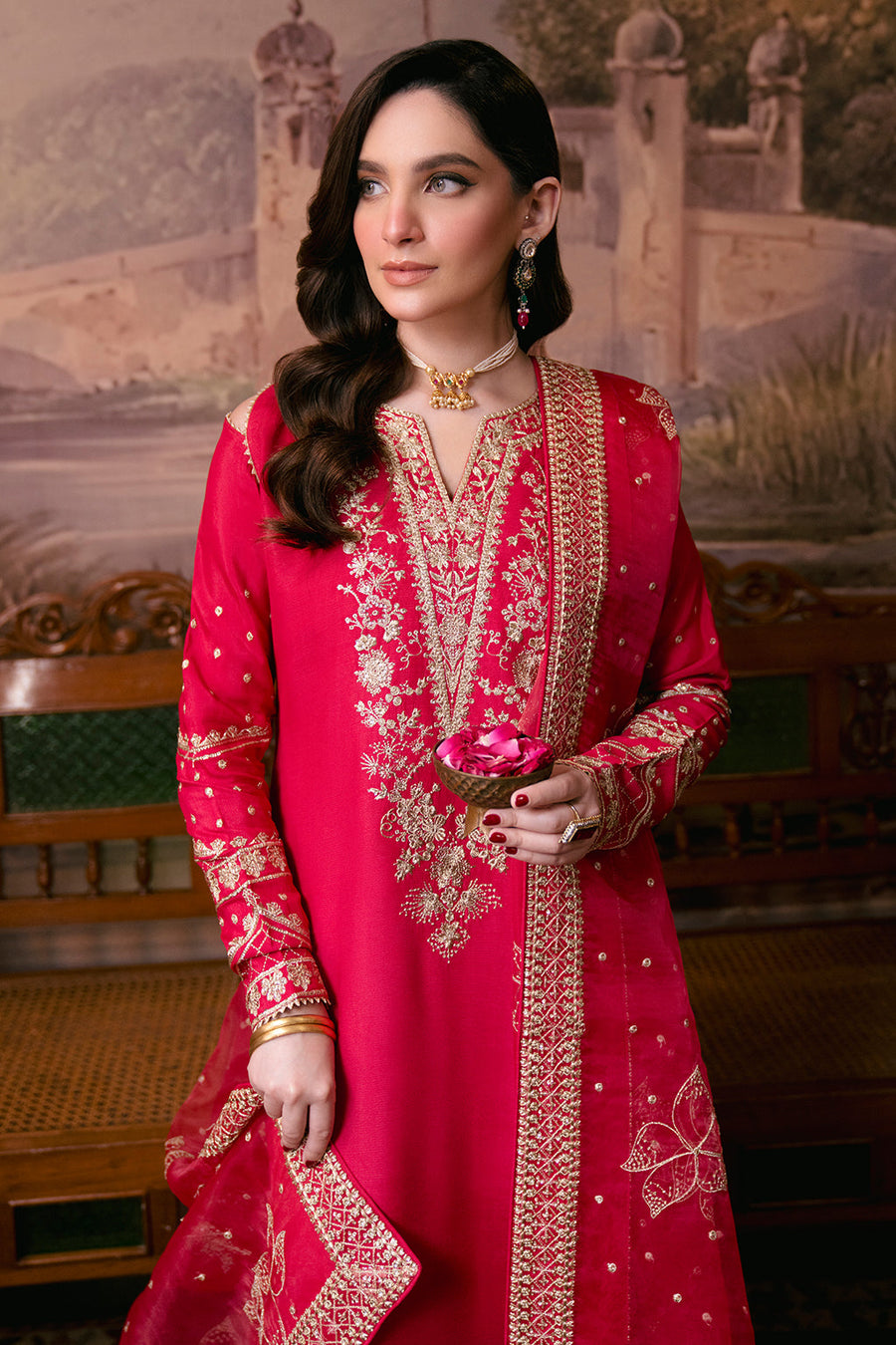 Neeshay Shagun Embroidered Raw Silk Unstitched 3Pc Suit - NARGIS