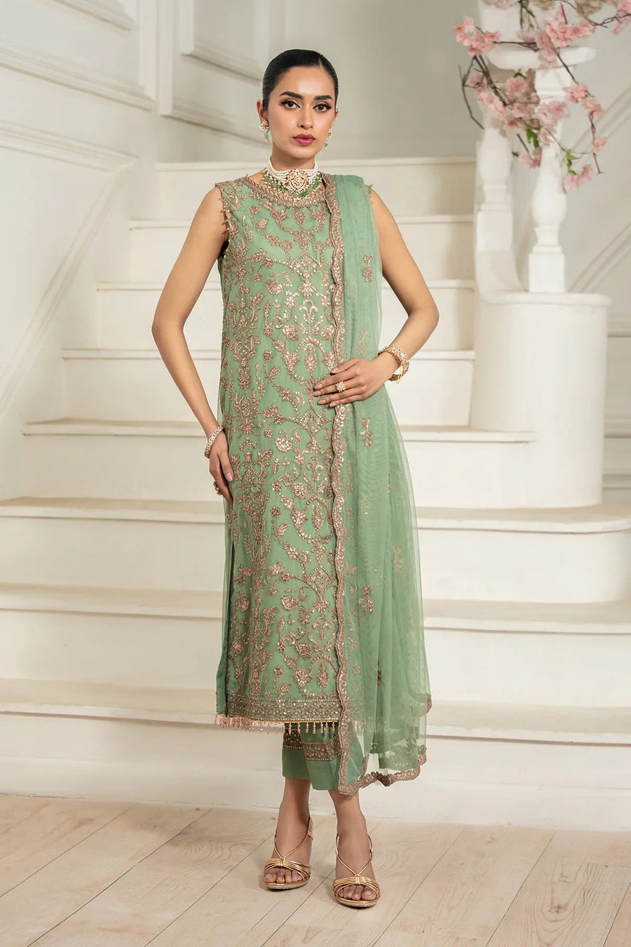 Zarif Nafees Sequins Embroidered Net Unstitched 3Pc Suit ZNAF - 06 ASEL