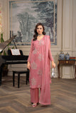 Hemstitch Embroidered Luxury Chiffon Unstitched 3Pc Suit - Blush Pink