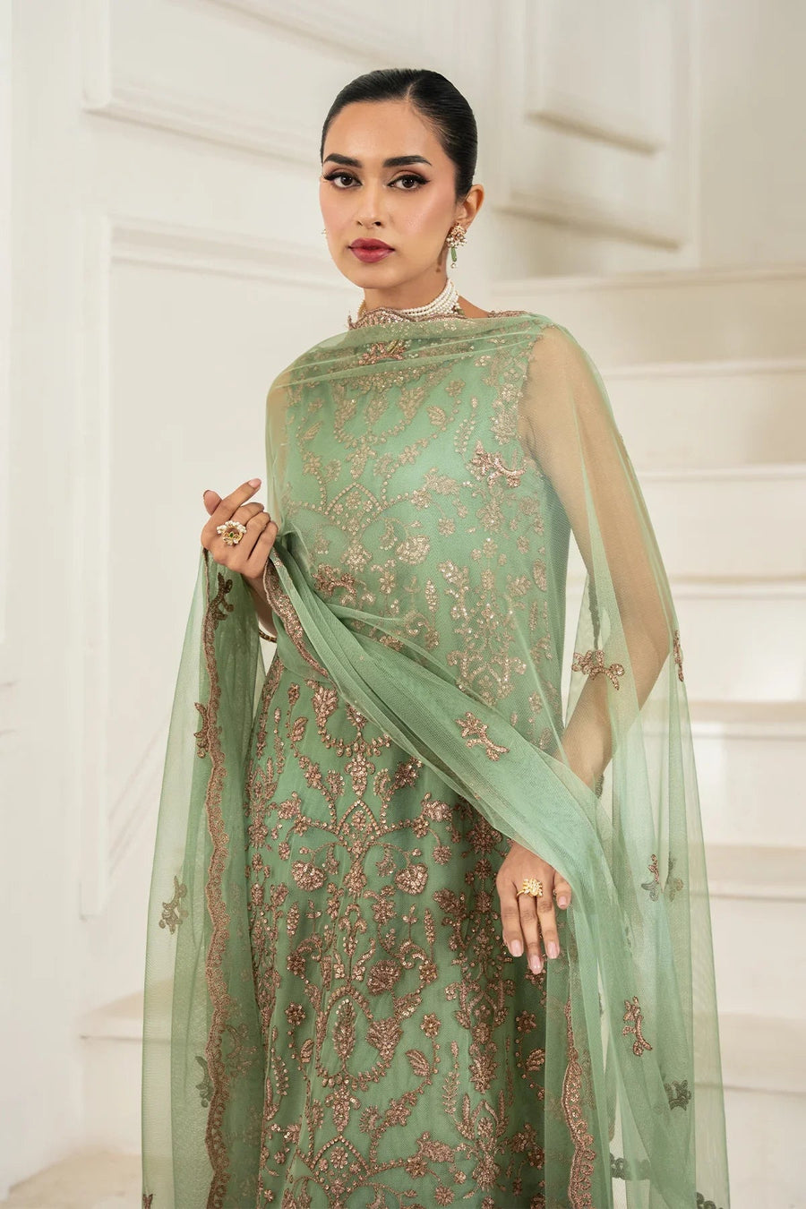 Zarif Nafees Sequins Embroidered Net Unstitched 3Pc Suit ZNAF - 06 ASEL