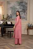 Hemstitch Embroidered Luxury Chiffon Unstitched 3Pc Suit - Blush Pink