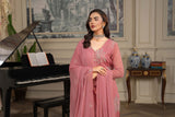 Hemstitch Embroidered Luxury Chiffon Unstitched 3Pc Suit - Blush Pink