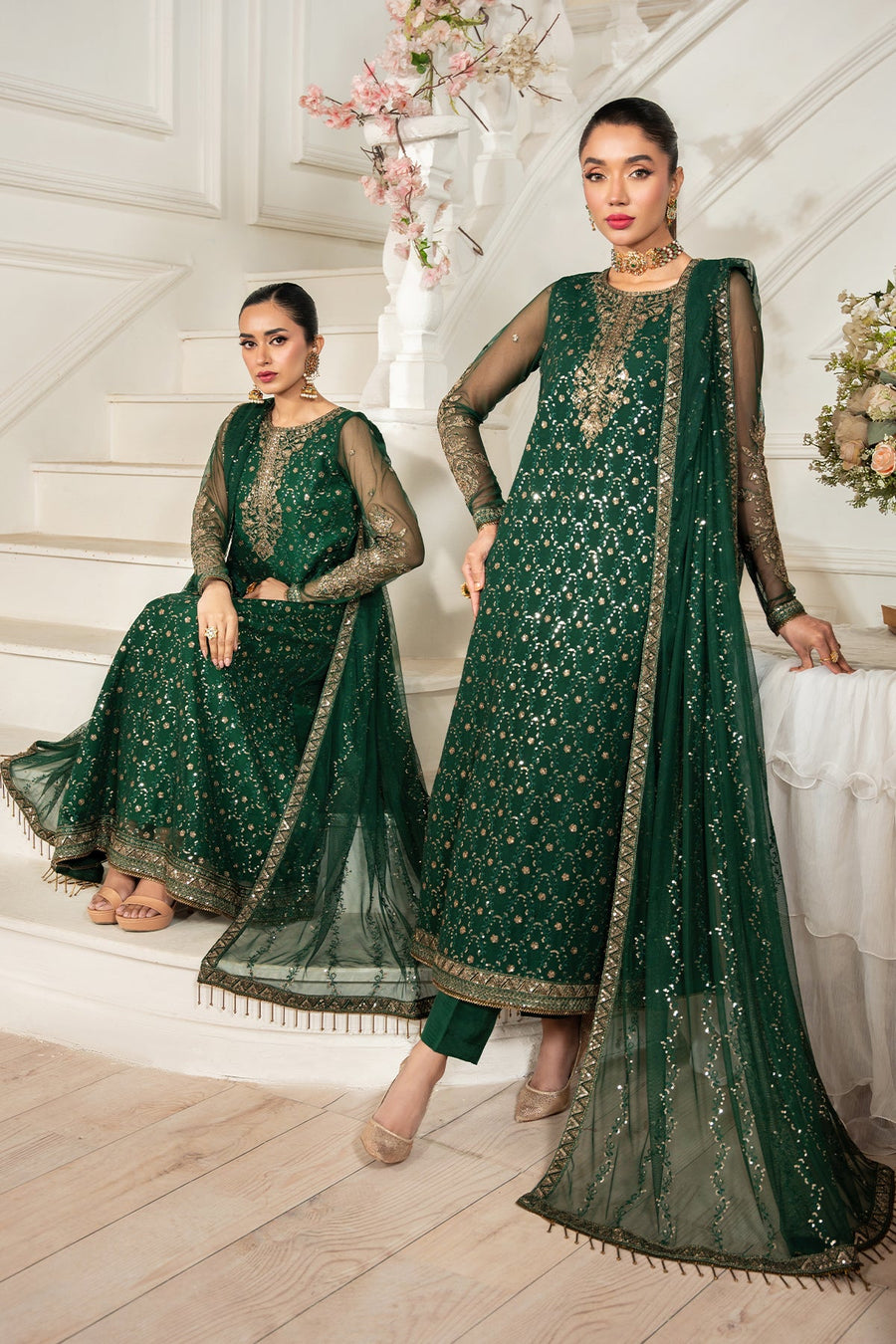 Zarif Nafees Sequins Embroidered Net Unstitched 3Pc Suit ZNAF - 03 MELISA