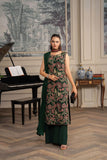 Hemstitch Embroidered Luxury Chiffon Unstitched 3Pc Suit - Jade