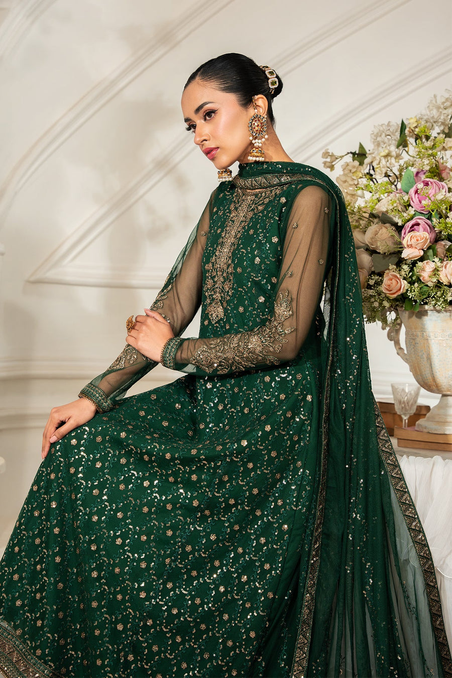 Zarif Nafees Sequins Embroidered Net Unstitched 3Pc Suit ZNAF - 03 MELISA